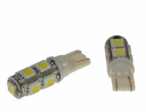 LED žárovka 12V s paticí T10 bílá, 9LED/3SMD